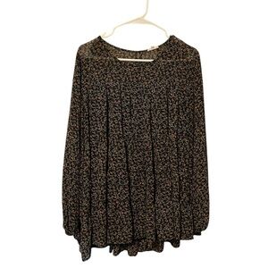JODIFL Black Pleated Blouse with Peter Pan Collar
